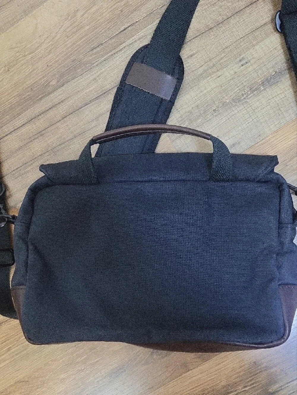 NUTSAC Black Satchel 11 Waxed Canvas & Leather Messenger Bag
